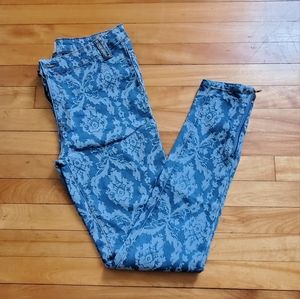 Sea Gypsies High Waist Brocade-look Denim Jeggings, Size L, EUC